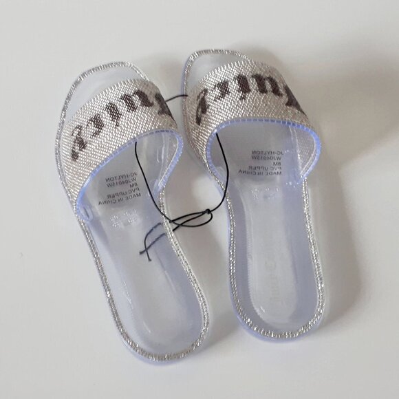 NWT Juicy Couture crystal rhinestone embellished logo flat sandal slides, 8 - Picture 15 of 16